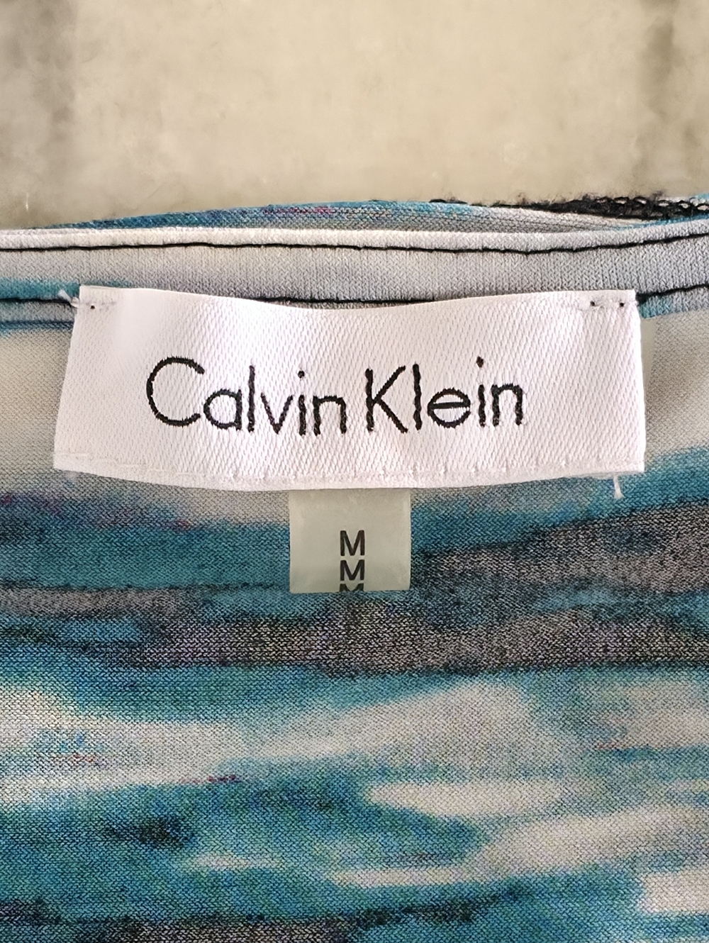 Calvin Klein | Blue, Black and Purple Abstract Striped Sleeveless Blouse - Picture 5 of 6